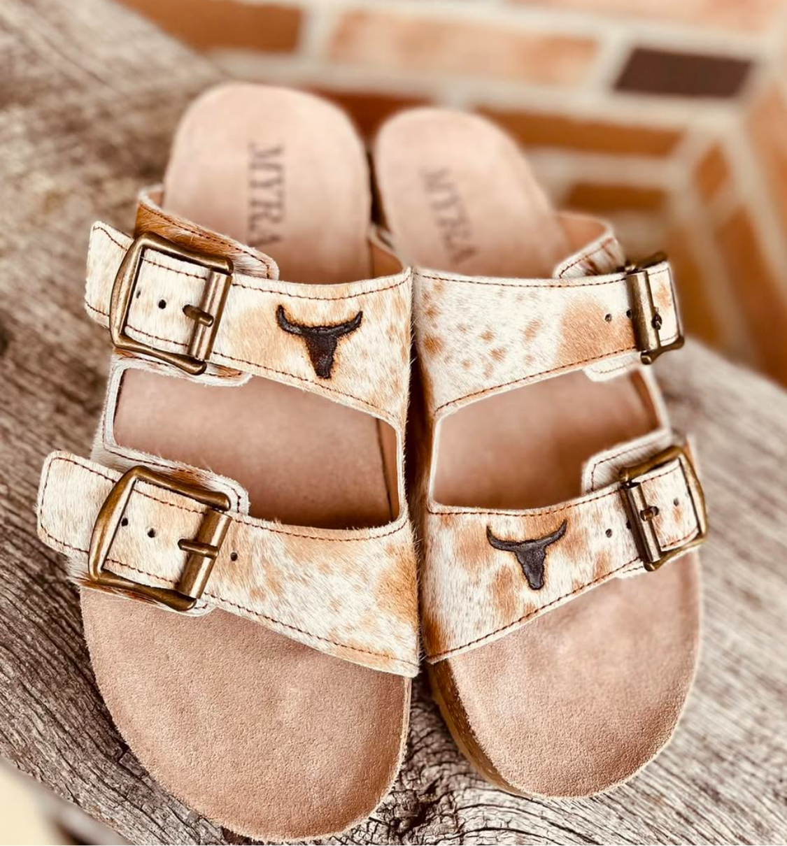 Western Branded Cowhide Sandals