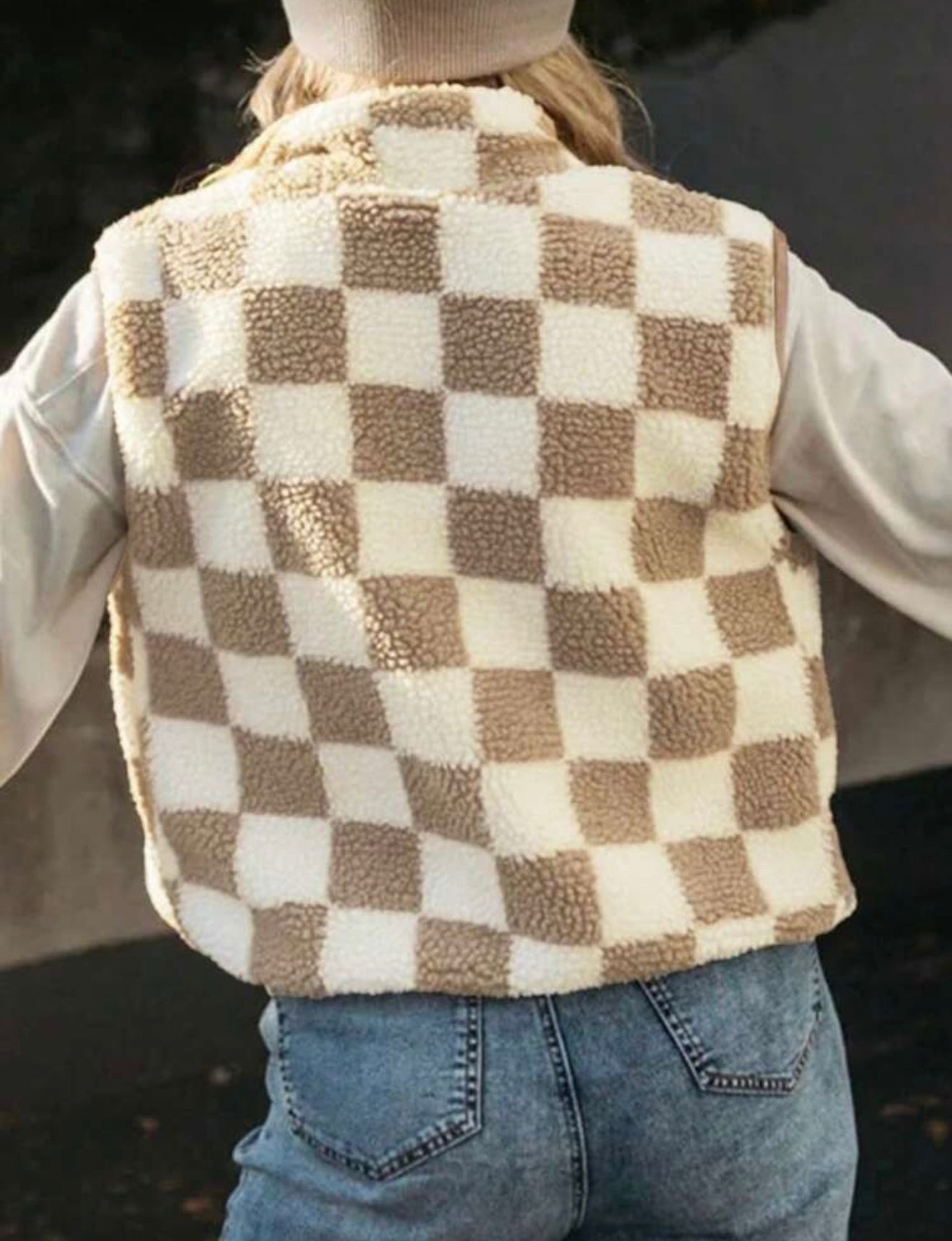 Checkered Sherpa Vest