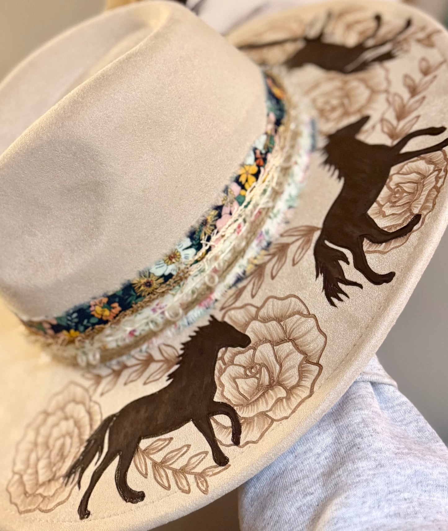 Wildflowers & Wild Horses Hand Burned Hat