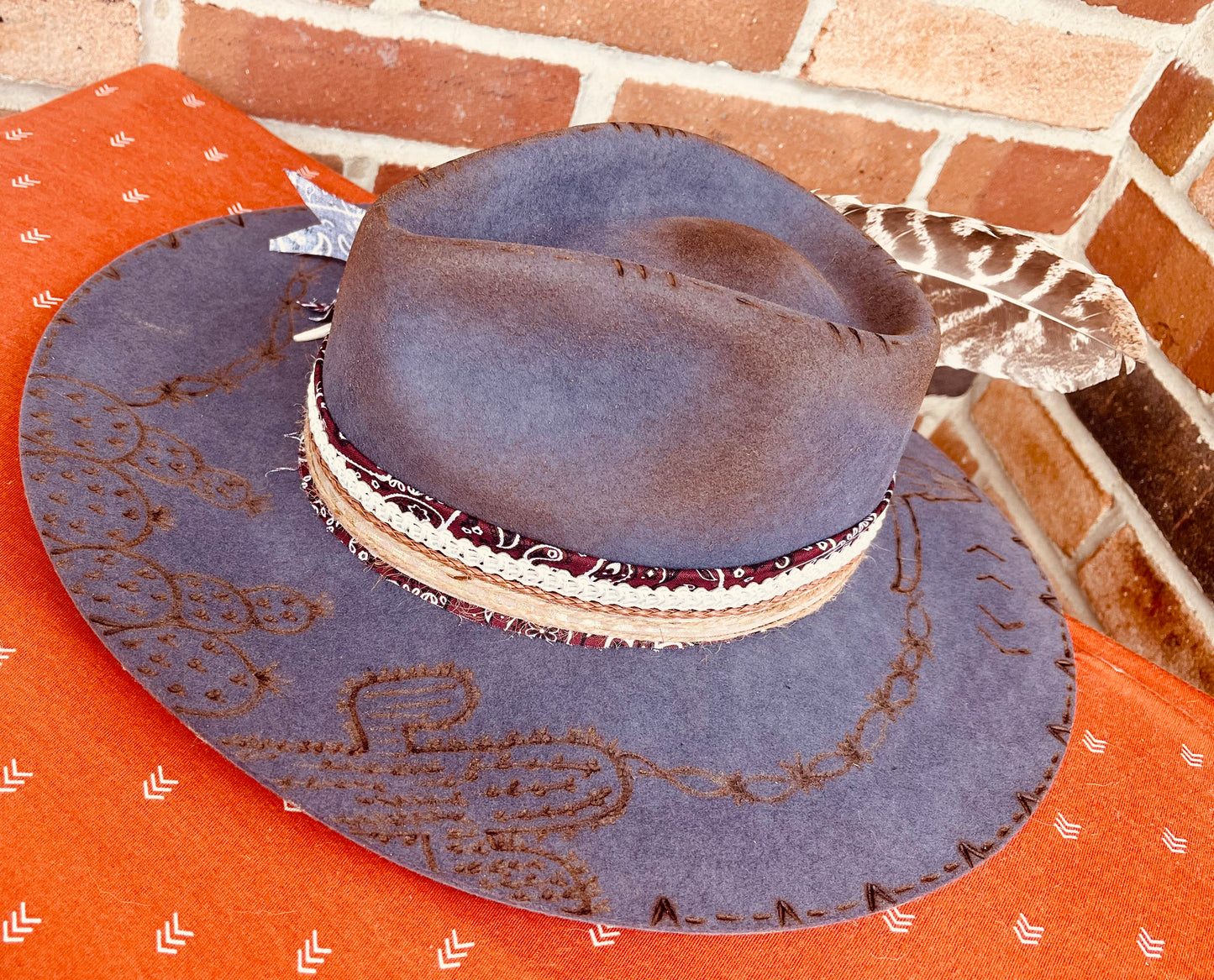 The Outlaw- Hand Burned Hat