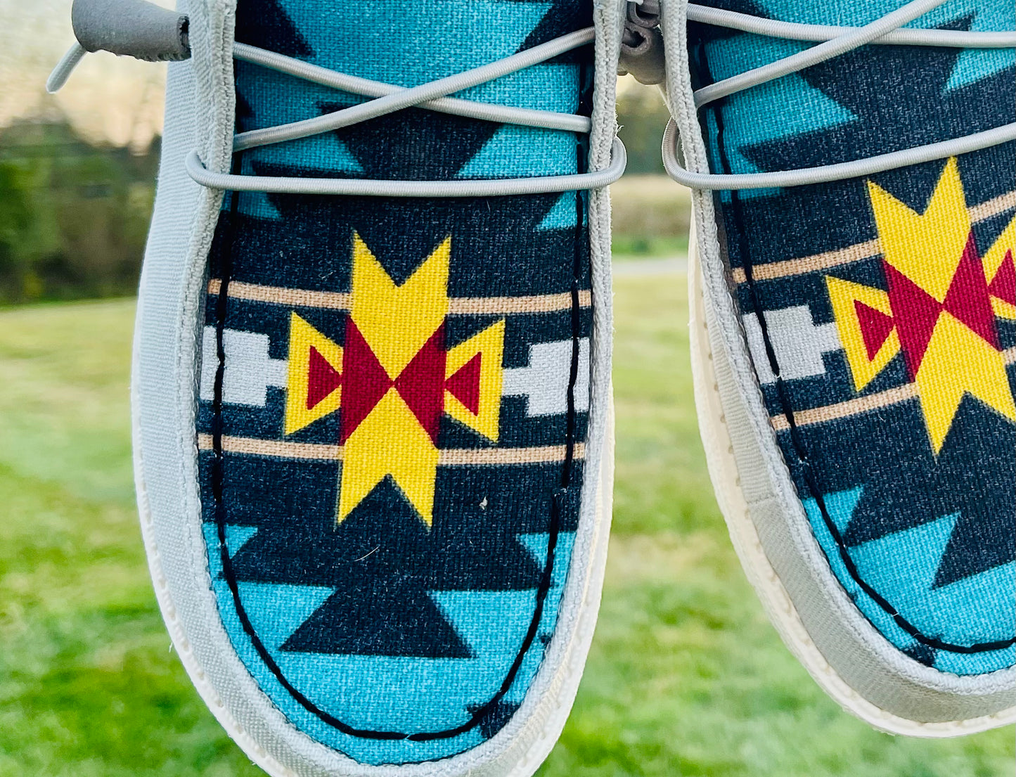 Vibrant Blue Aztec Hand Embellished Shoes