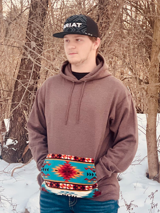 Brown & Teal Aztec Hoodie