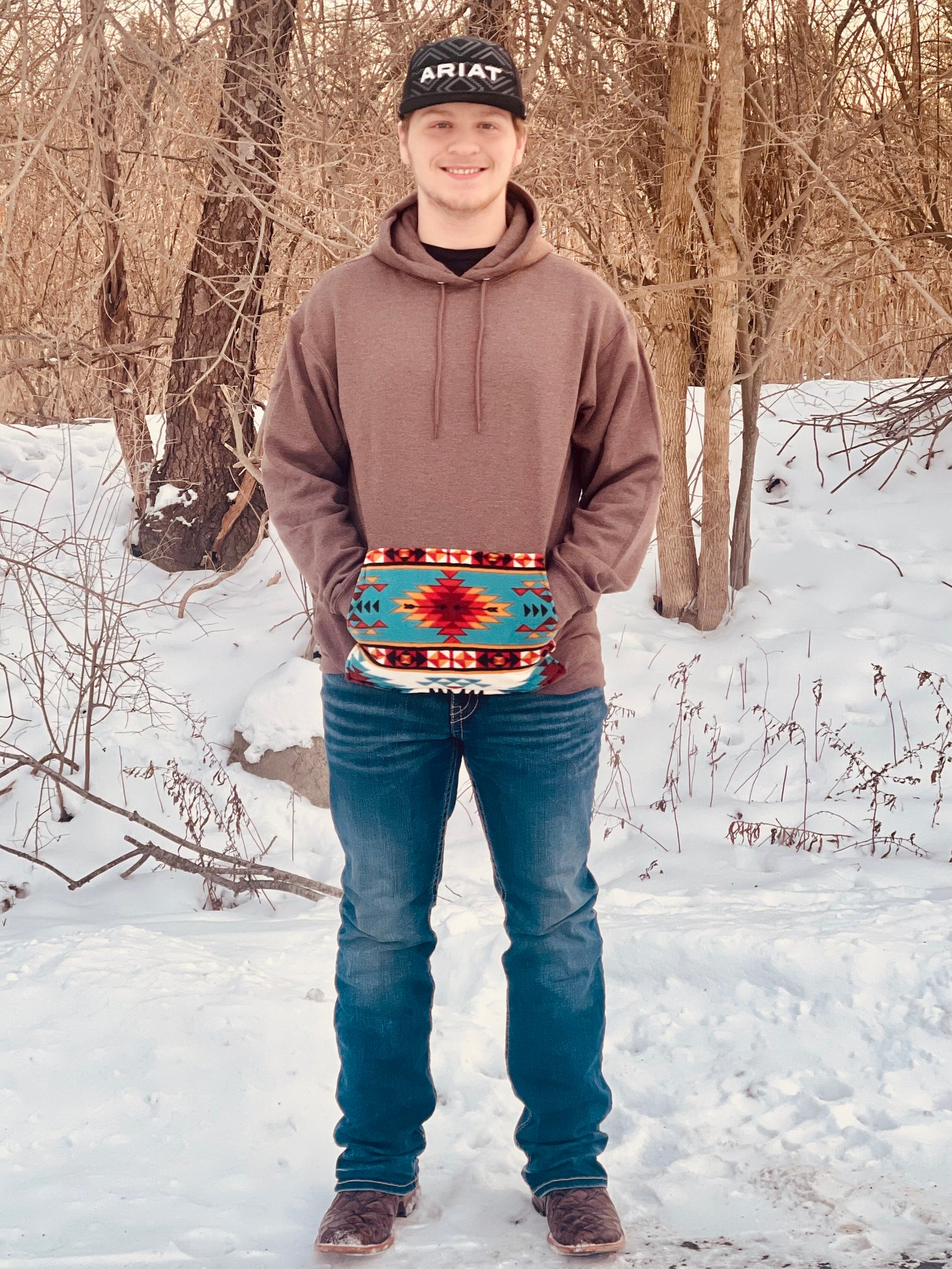 Brown & Teal Aztec Hoodie