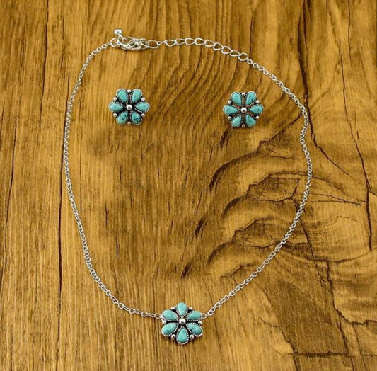 Turquoise Flower Jewelry Set