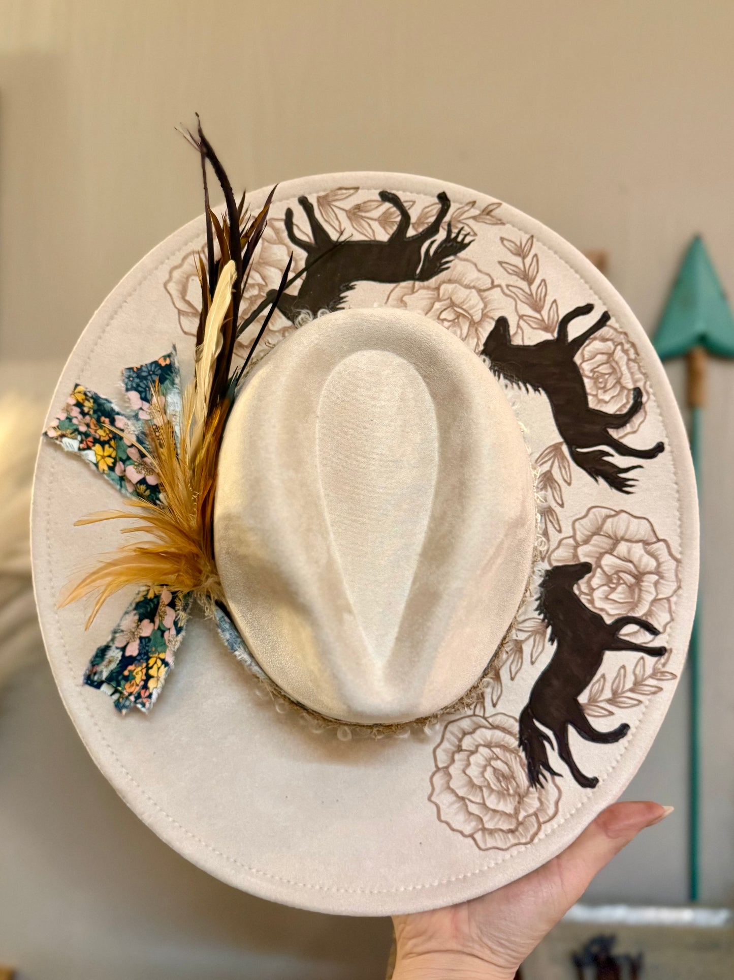 Wildflowers & Wild Horses Hand Burned Hat