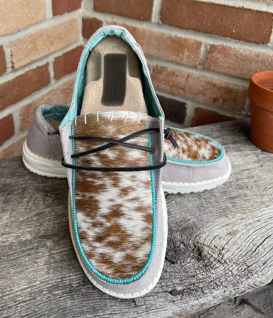 Genuine Beaded+Cowhide Hand Embellished Shoes - Full Turquoise
