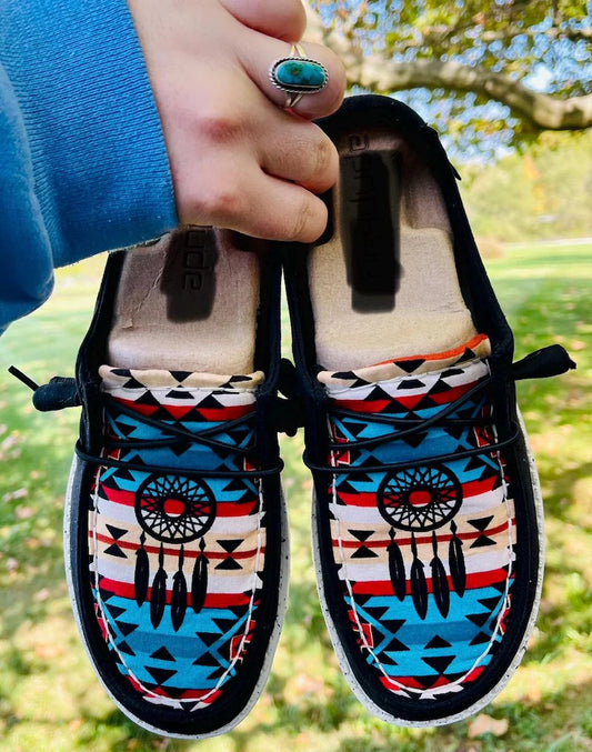 Black Dream Catcher Hand Embellished Shoes
