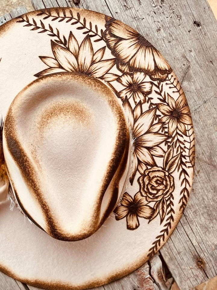 The Lainey Hand Burned Hat
