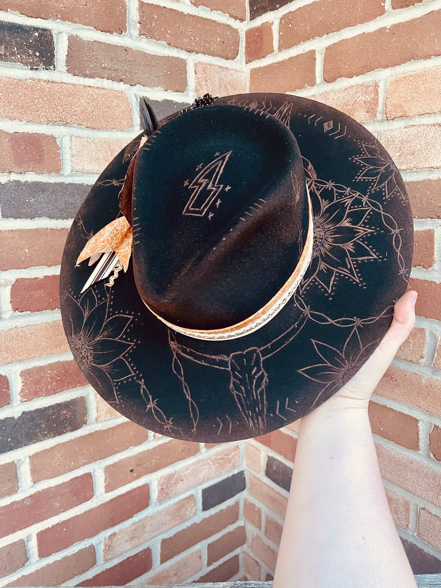 Dark as Night Hand Burned Hat