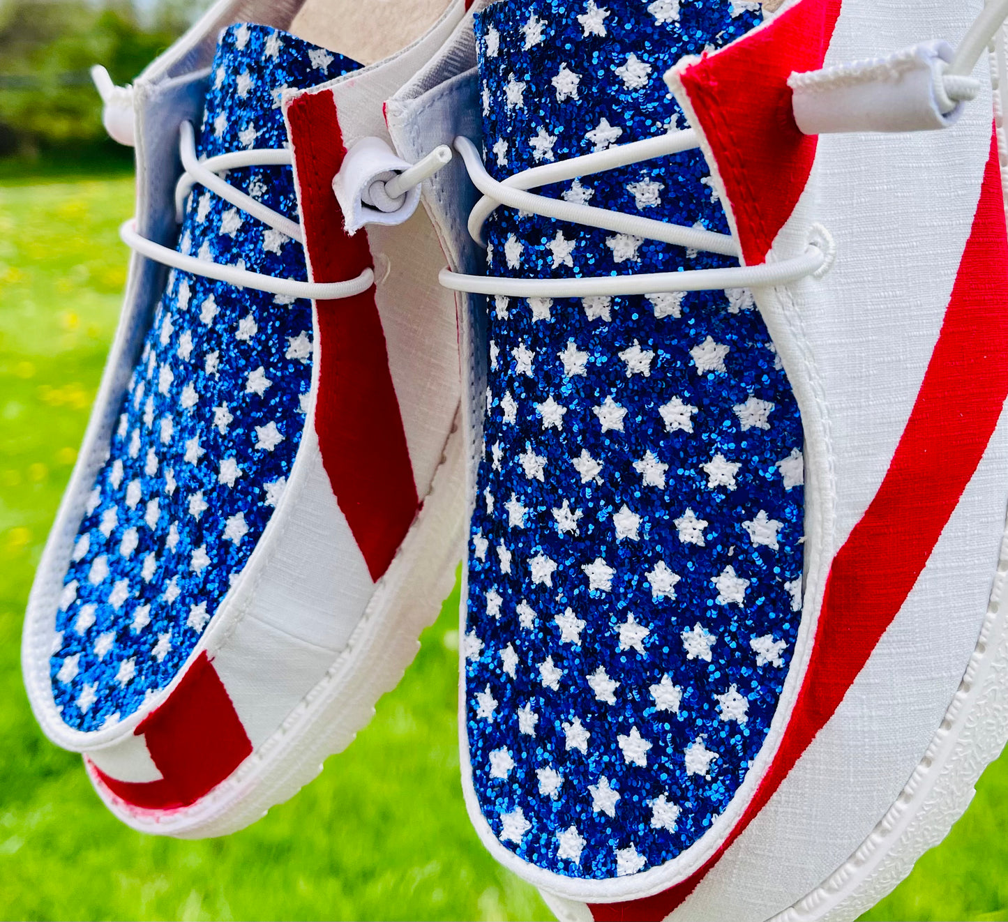Custom Handmade Stars and Stripes Shoes - Sparkle